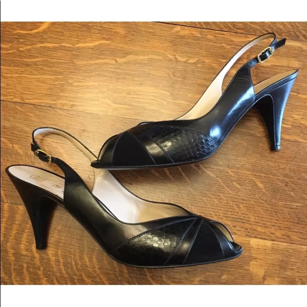 Bruno Magli Slingback Trout Mouth Snakeskin 9.5 AA